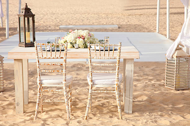 istock Wedding Table for two on the sand, on the beach 542181616