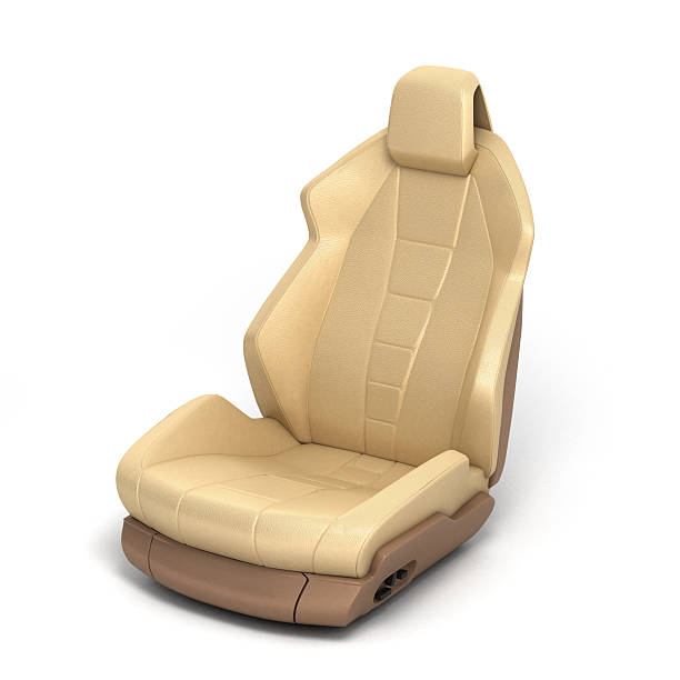 siège auto isolé sur fond blanc 3d - car leather hide seat photos et images de collection