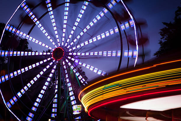 Ferris wheel in an amusement park at evening