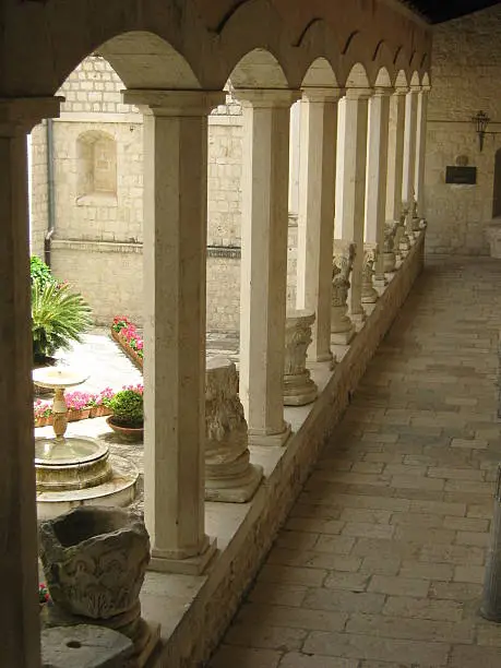 Montecassino Abbey cloister inside Italy