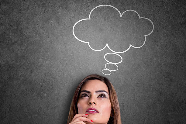 istock Businesswoman with blank thought bubble 542185188
