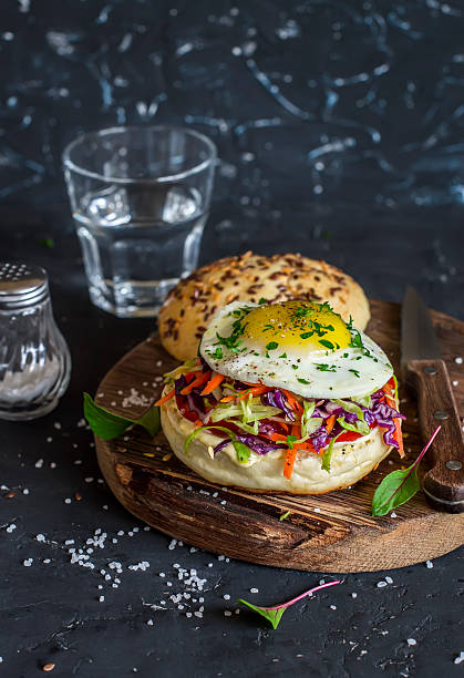 istock Homemade burger with fried egg and coleslaw 542188522