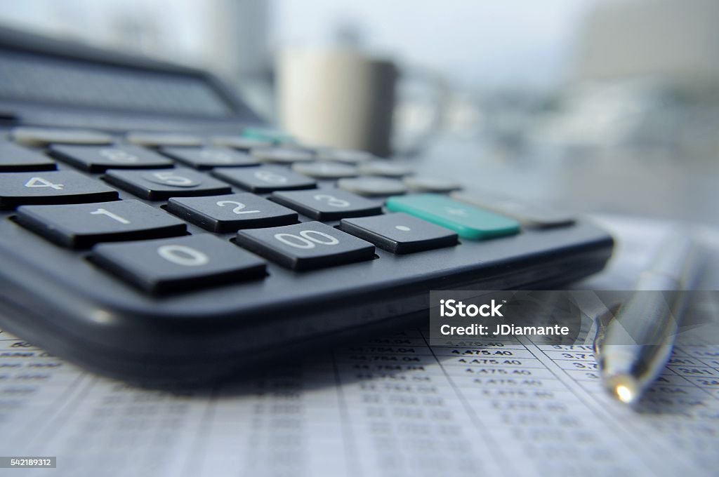 Balance Sheet Home Finances, Budget, Accountancy, Preparation, Finance, Insurance Calculator Stock Photo