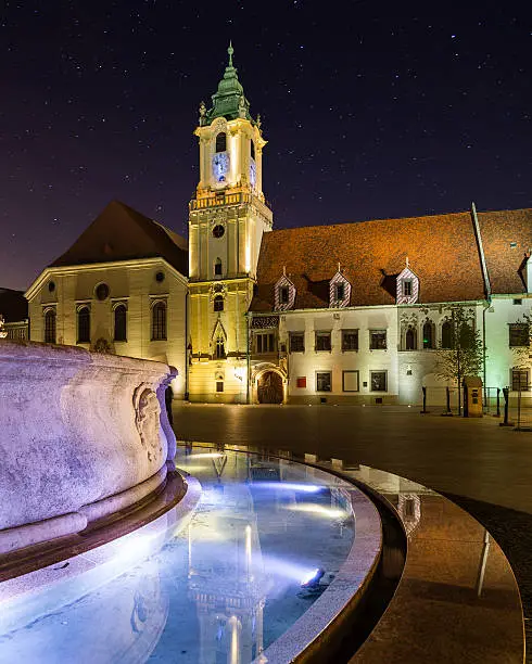 Photo of Old Town Hall in Bratislava, Slovakia at night