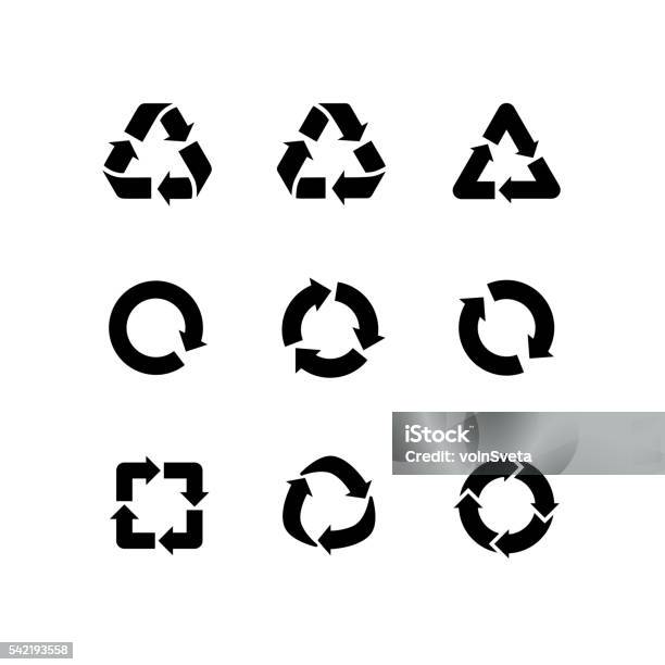 Set Vector Signs Of Recycling Arrow Icons Isolated On White Stock Illustration - Download Image Now