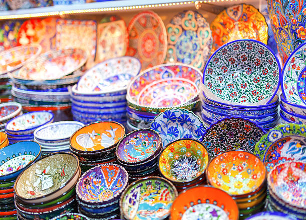 istock Colorful various ceramics on turkish bazaar. 542195256