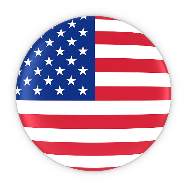 American Flag Button - Flag of America Badge 3D Illustration stock photo