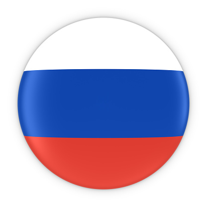 Russian Flag Button - Flag of Russia Badge 3D Illustration