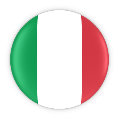 Italian Flag Button - Flag of Italy Badge 3D Illustration
