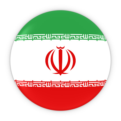 Iranian Flag Button - Flag of Iran Badge 3D Illustration