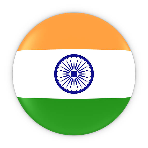 Indian Flag Button - Flag of India Badge 3D Illustration stock photo