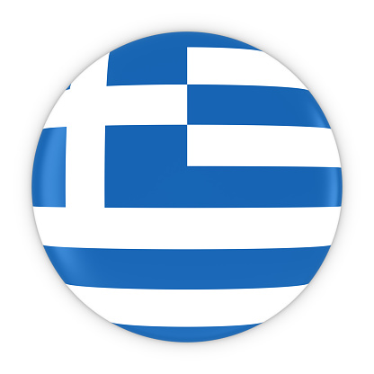 Greek Flag Button - Flag of Greece Badge 3D Illustration