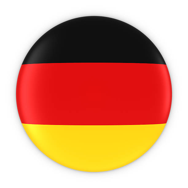 german flag button - flag of germany badge 3d illustration - 德國國旗 個照片及圖片檔