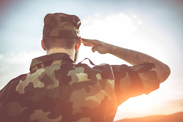 istock Army Soldier saluting 542202640