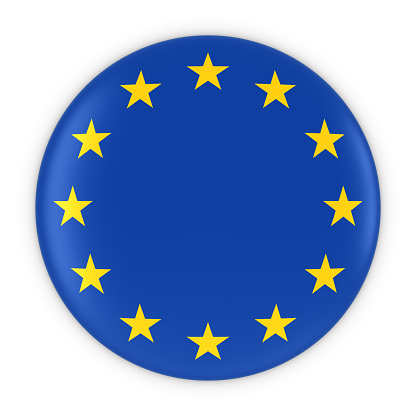 European Flag Button - Flag of Europe Badge 3D Illustration