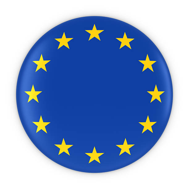 European Flag Button - Flag of Europe Badge 3D Illustration stock photo