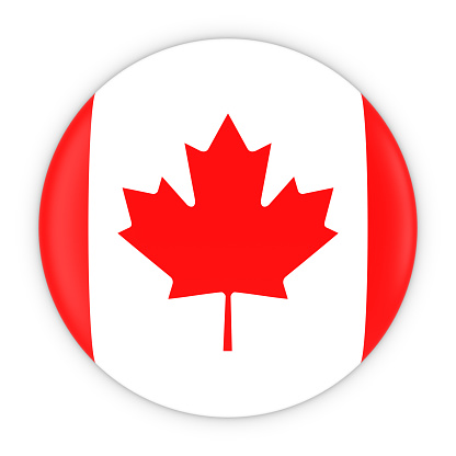 Canadian Flag Button - Flag of Canada Badge 3D Illustration