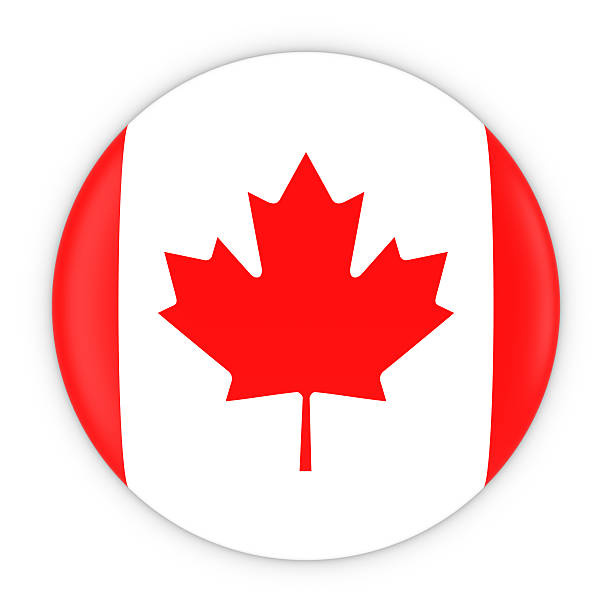 Canadian Flag Button - Flag of Canada Badge 3D Illustration stock photo