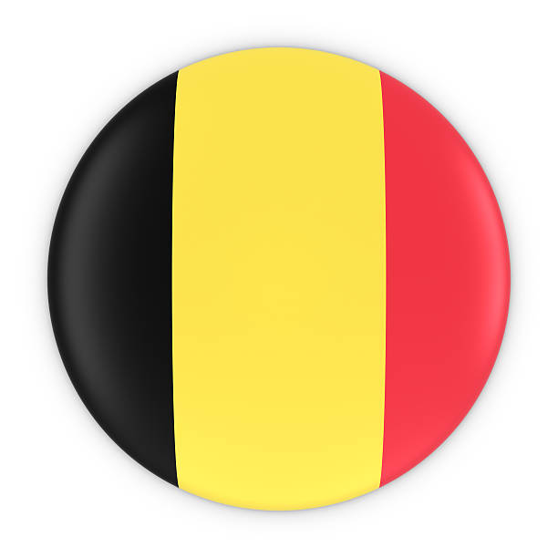 Belgian Flag Button - Flag of Belgium Badge 3D Illustration stock photo