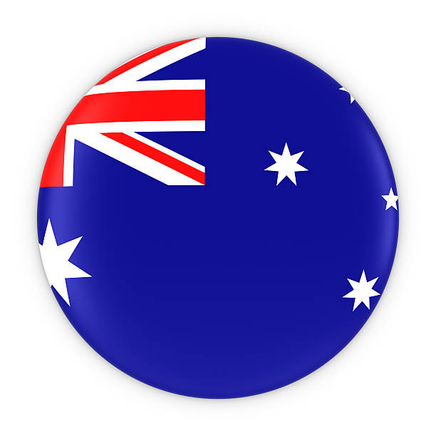 istock Australian Flag Button - Flag of Australia Badge 3D Illustration 542202886