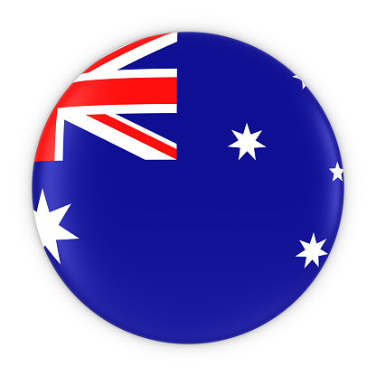 Australian Flag Button - Flag of Australia Badge 3D Illustration