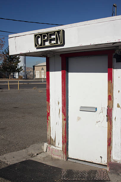 istock Door for a business with open neon sign 542203128