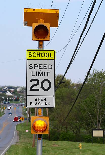 school-zone - clear sky flash stock-fotos und bilder