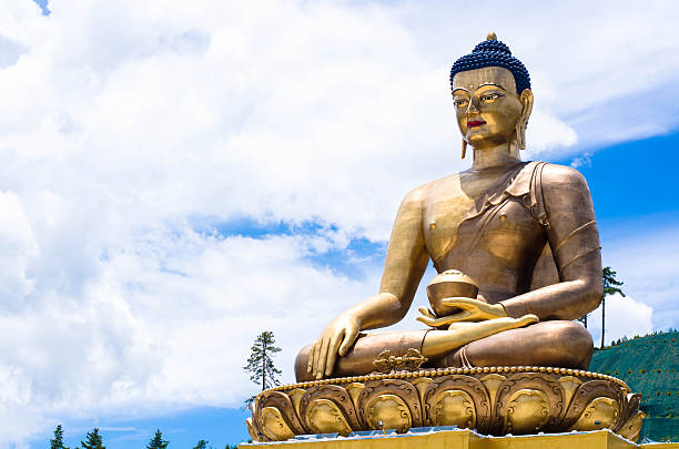 Bronze Buddha Dordenma Statue in Thimphu Bronze Buddha Dordenma statue overlooking Thimphu City in Bhutan bhutan stock pictures, royalty-free photos & images