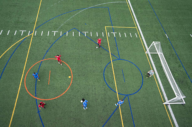 istock An ariel drone view looking down at a soccer field 542206852