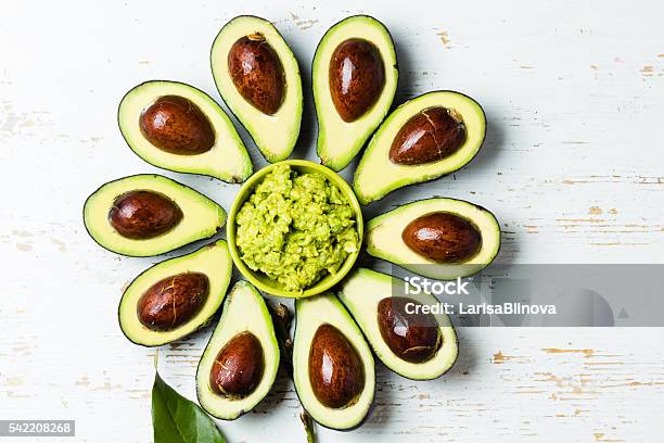 Flower Made From Avocado And Guacamole Bowl Stock Photo - Download Image Now - Appetizer, Avocado, Backgrounds