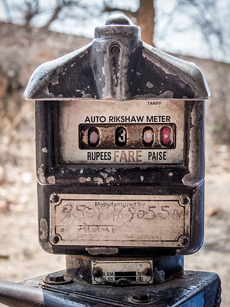 Auto rikshaw meter Old not working meter inside the auto rikshaw auto rickshaw taxi india stock pictures, royalty-free photos & images