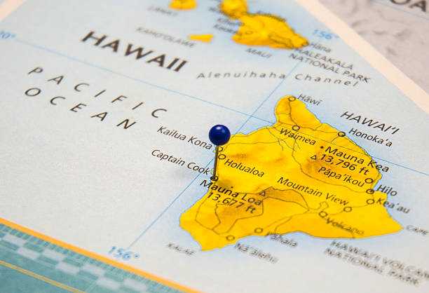 Travel Map Of Mauna Loa Hawaii Stock Photo - Download Image Now