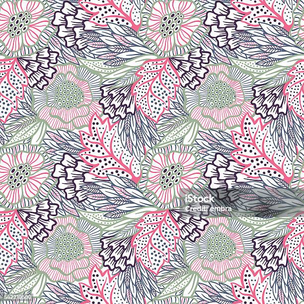 Seamless Floral Pattern Stock Illustration - Download Image Now - Abstract, Backgrounds, Beauty