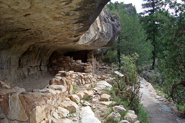 жилища - walnut canyon ruins стоковые фото и изображения