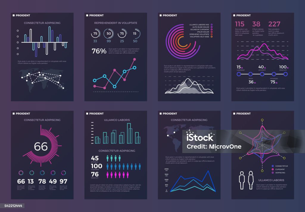 Infografiken, Broschüren Vektor-Vorlagen für business-Berichte mit Linie Diagramme - Lizenzfrei Informationsgrafik Vektorgrafik