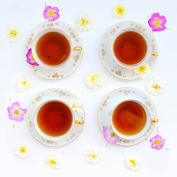 istock Cup of tea with roses 542213466