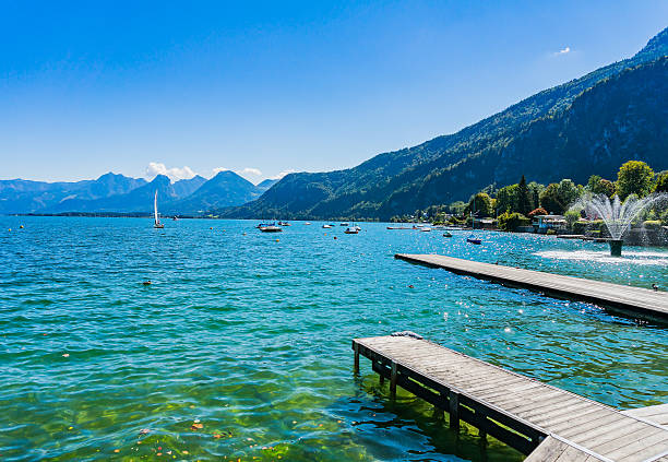 istock Wolfgangsee lake from St.Gilgen harbor,Austria 542215142