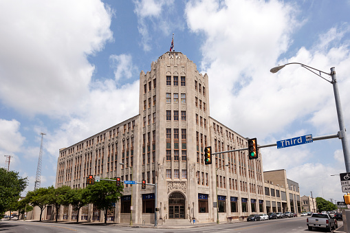 San Antonio, Tx, USA - April 11, 2016: Historic building of the San Antonio Express News. Texas, United States
