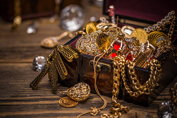 istock Wooden jewellery box still life 542285574