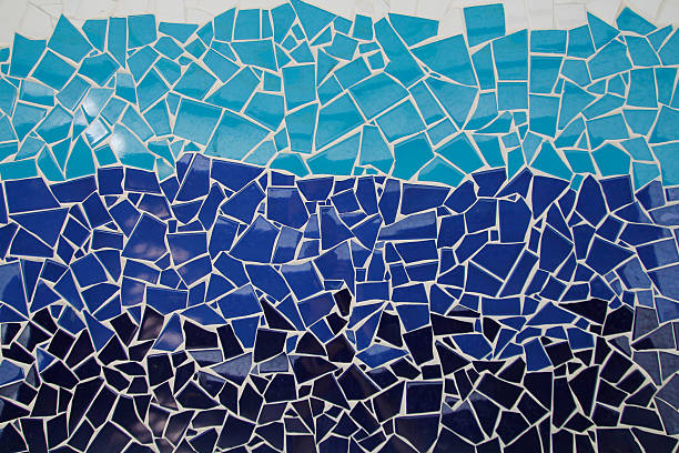 mosaico trencadis blu - trencadis foto e immagini stock