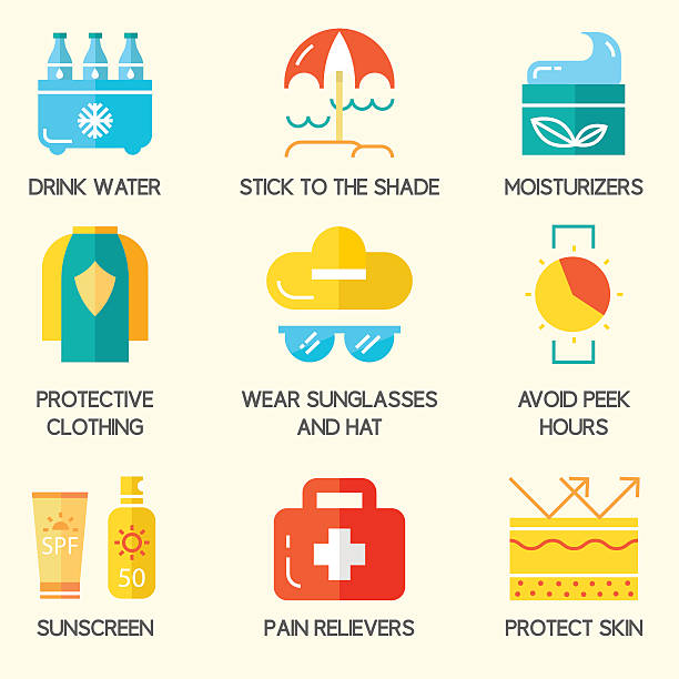 Summer Protection Icons Stock Illustration - Download Image Now - Sun, Protection, Safety - iStock