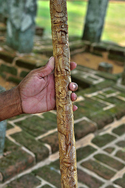 Antique Rosewood Walking Stick With Hand-Carved African Man In The Shaft, walking cane