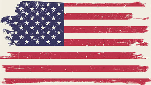 amerikanische flagge mit grunge-rahmen - land dirt backgrounds textured stock-grafiken, -clipart, -cartoons und -symbole