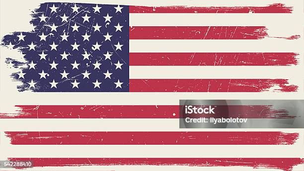 American Flag With Grunge Frame Stock Illustration - Download Image Now - American Flag, Distressed - Photographic Effect, Flag