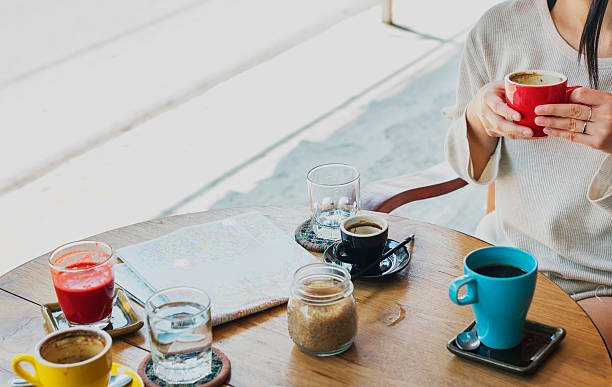 istock Woman Sitting Coffee Shop Drinking Coffee Concept 542289966