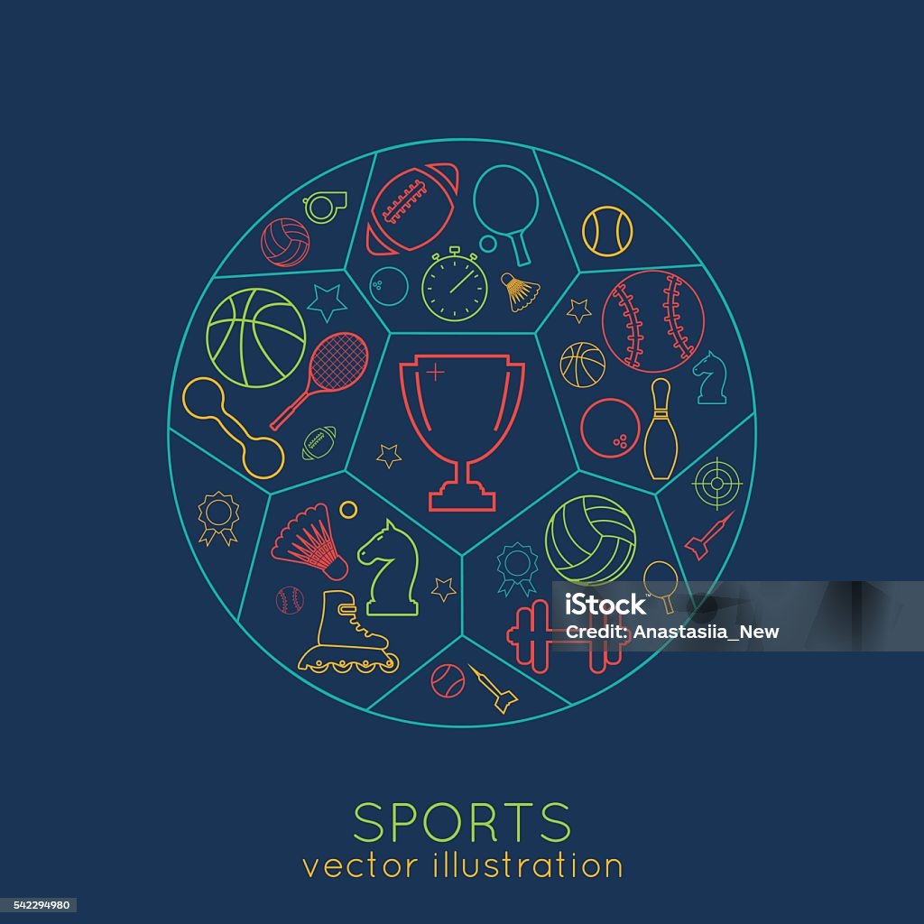 Icons sports line Icons sports line. thin line of colored icons. logo. vector illustration Badge stock vector