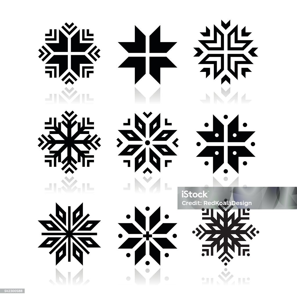 Christmas, winter blue snowflakes vector icons set Snowflakes, Xmas icons set isolated on white  Art stock vector