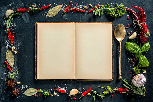 istock Herbs and spices with a recipe book 542307612