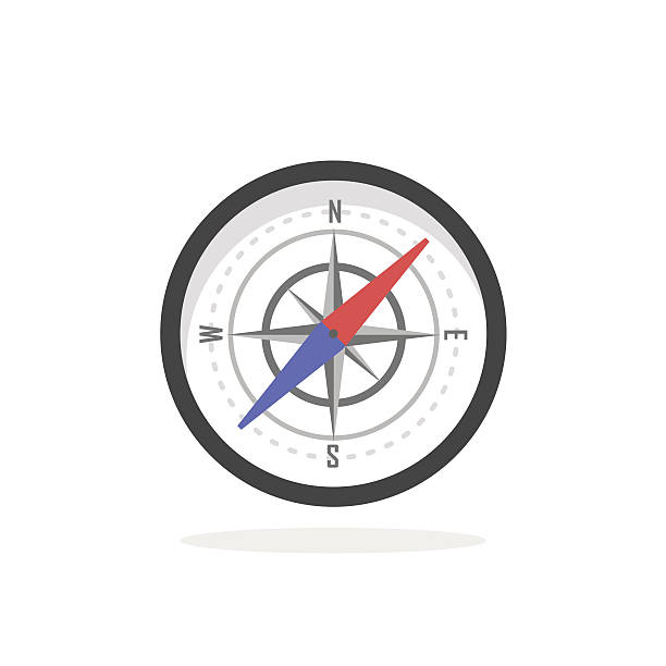 빈티지 금관 여행 코파스 격리됨에 지리학 - orienteering clip art compass magnet stock illustrations