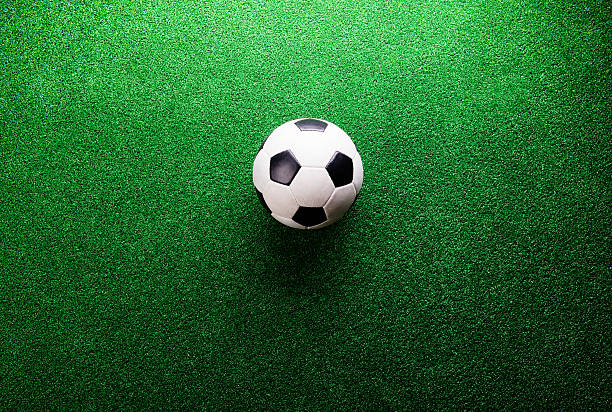 istock Soccer ball against artificial turf. Studio shot. Copy space. 542308558